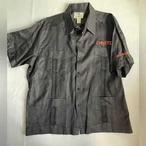 Mojito Collection- Linen Guayabera Button-Down Shirt Black‎ 3X